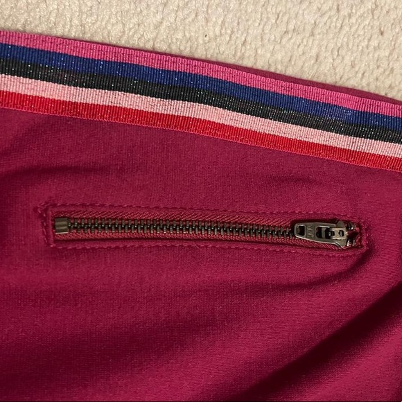 Girls Burgundy 5-Stripped Leggings - Picture 4 of 5